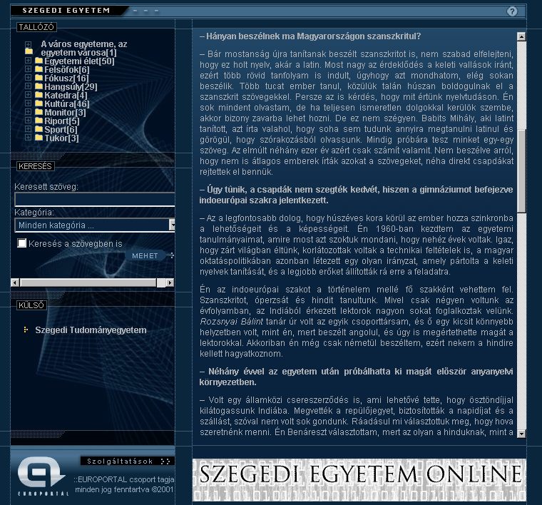 Szegedi Egyetem Online, 2005-10-17