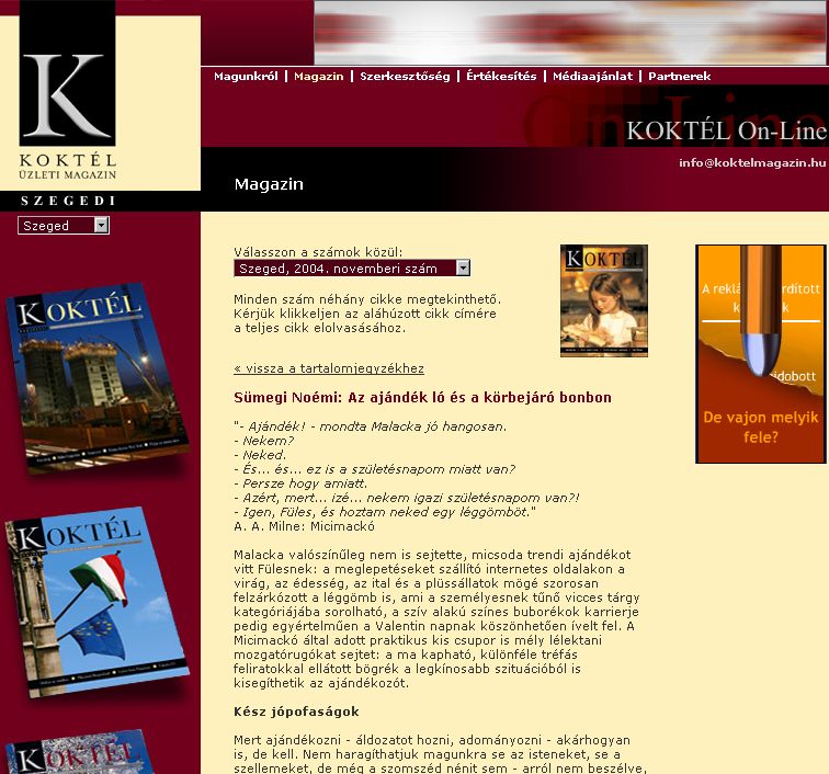 Kokt�l �zleti magazin, Szegedi, 2006-06-12