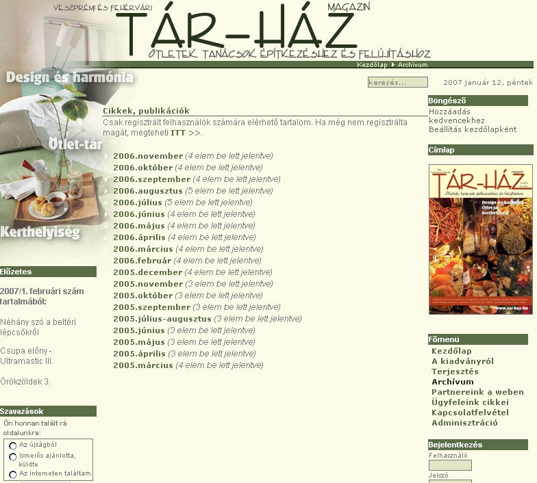 Veszpr�mi �s Feh�rv�ri T�r-H�z Magazin 2007-01-12