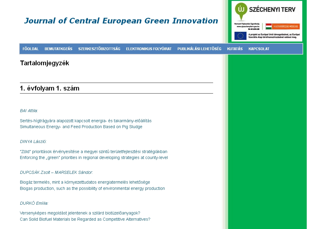 Journal of Central European Green Innovation 2013.11.18.