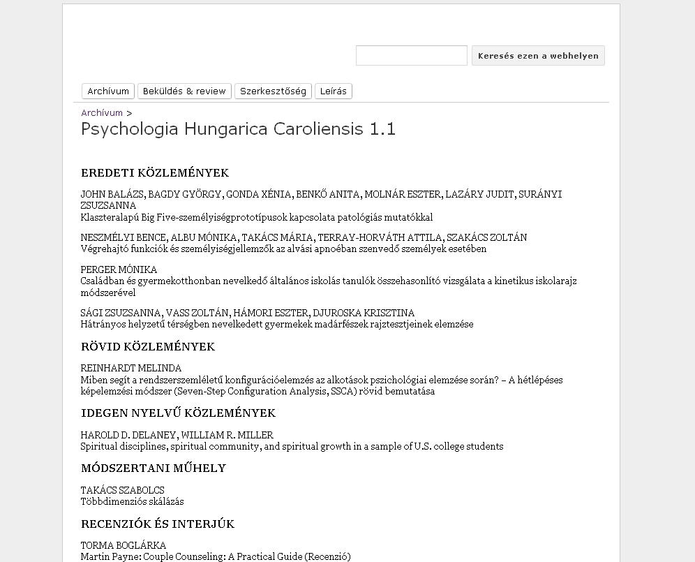 Psychologia Hungarica Caroliensis 2013.11.18.