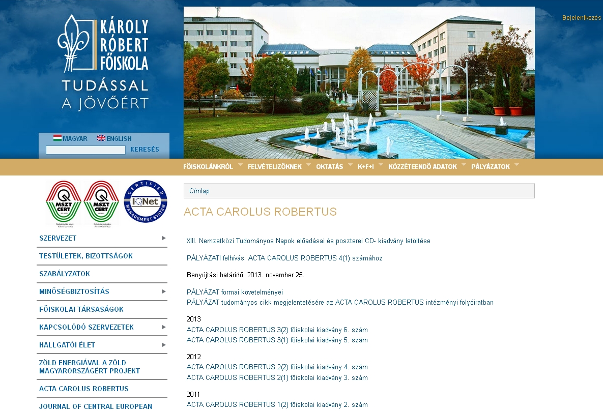 Acta Carolus Robertus 2013.11.29.