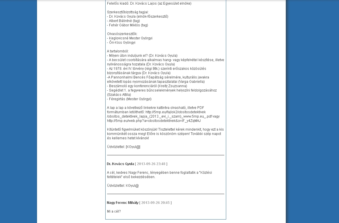 Obsitos Detekt�vek Lapja 2014.01.20.