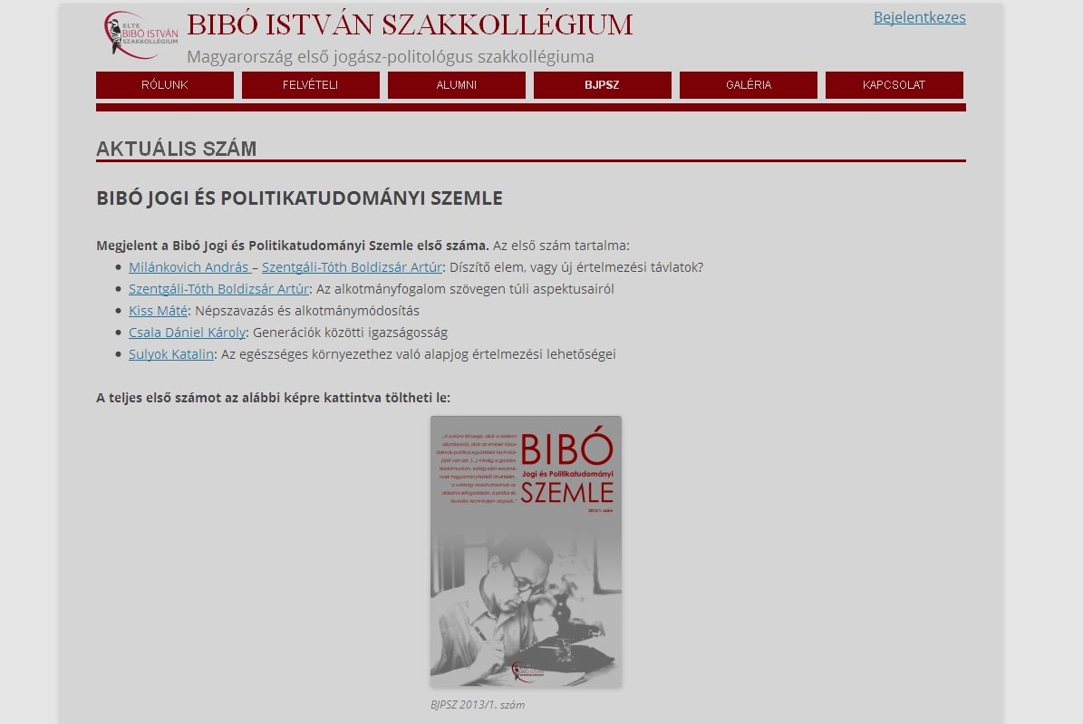 Bib� jogi �s politikatudom�nyi szemle 2014.01.22.